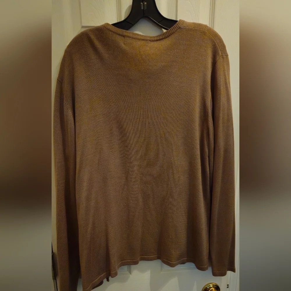 Bice Taupe Cardigan Sweater Set w/Embellishments - Size Large Shell/XL Cardigan